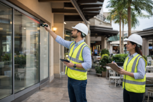 Detailed on-site measurements ensuring clarity across complex commercial environments.